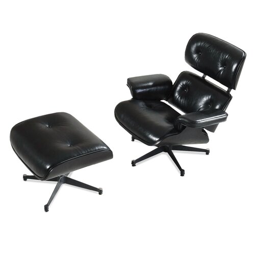 Eames Lounge Chair und Ottomane - Schwarz mit schwarzem Holz