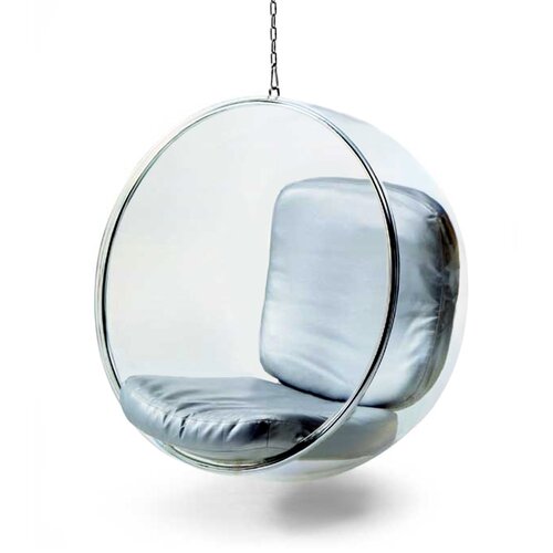 Eero Aarnio Bubble Chair mit silberfarbenen Kissen