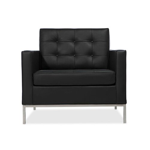 Florence Knoll Petite Sessel mit schwarzem Leder