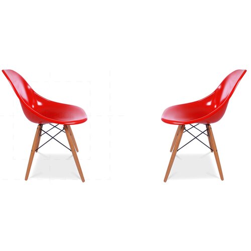 2er Set Eames DSW Stuhl in Rot