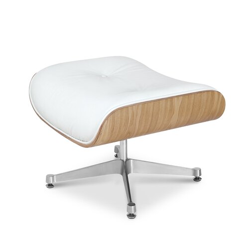 Eames Lounge Ottomane - Wei� mit Eichenholz
