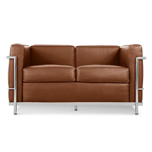 Le Corbusier LC2 Sofa Zweisitzer mit Leder in Cognac