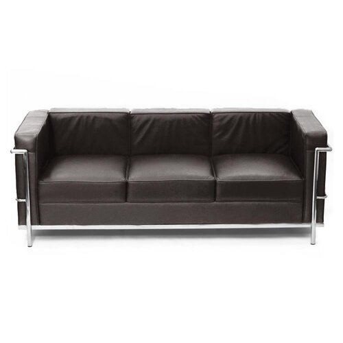 Le Corbusier LC2 Sofa Dreisitzer mit dunkelbraunem Leder