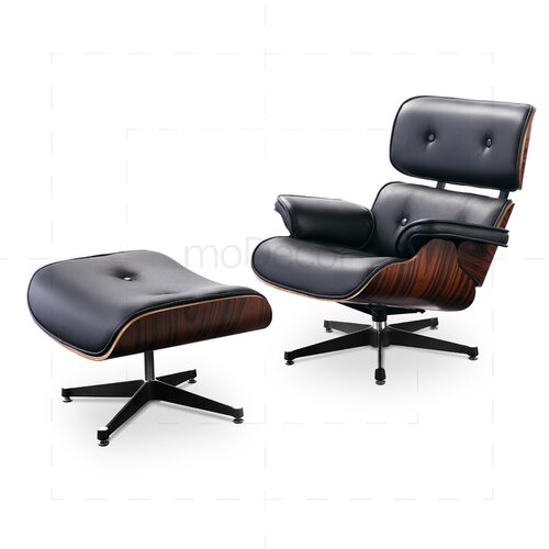 Eames Lounge Chair und Ottomane - Schwarz mit Rosenholz