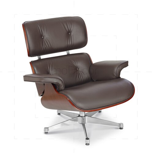 Eames Lounge Chair und Ottomane - Braun mit Palisander